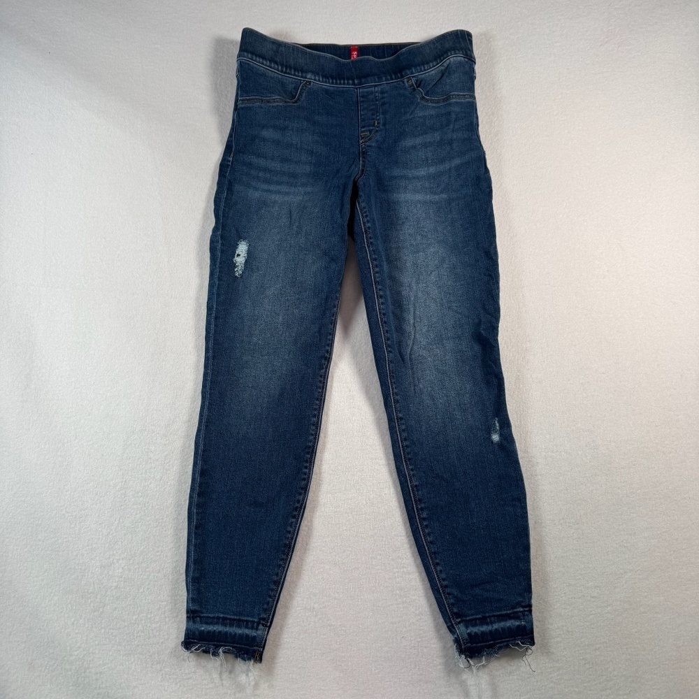 Spanx Jeans Womens Medium Petite Blue Skinny Shaping Mid Rise Dark Wash Stretch